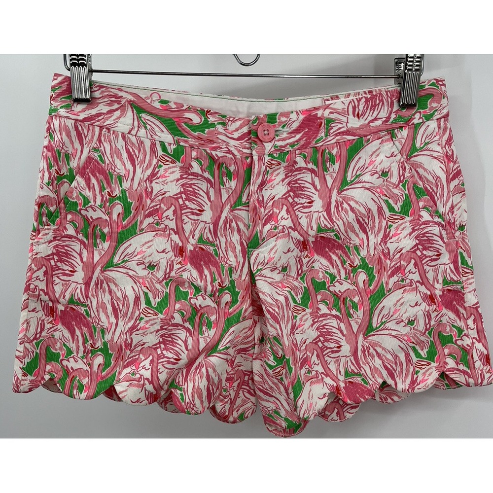 Lilly Pulitzer Size 00 Scalloped Buttercup Shorts Poolside Flamingo